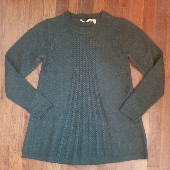 Women's Soft Surroundings Size XS Knit Sydney Sweater, Olive Heather Wool Blend - Picture 6 of 6